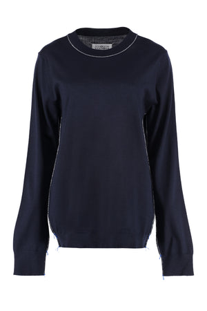 Wool-cotton blend crew-neck sweater-0